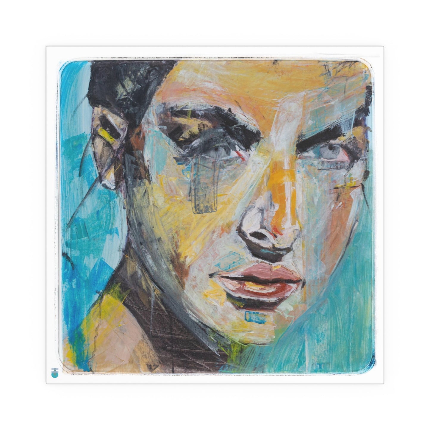 Silk Posters of Print of original oil painting of Kelly in Blue, a female portrait