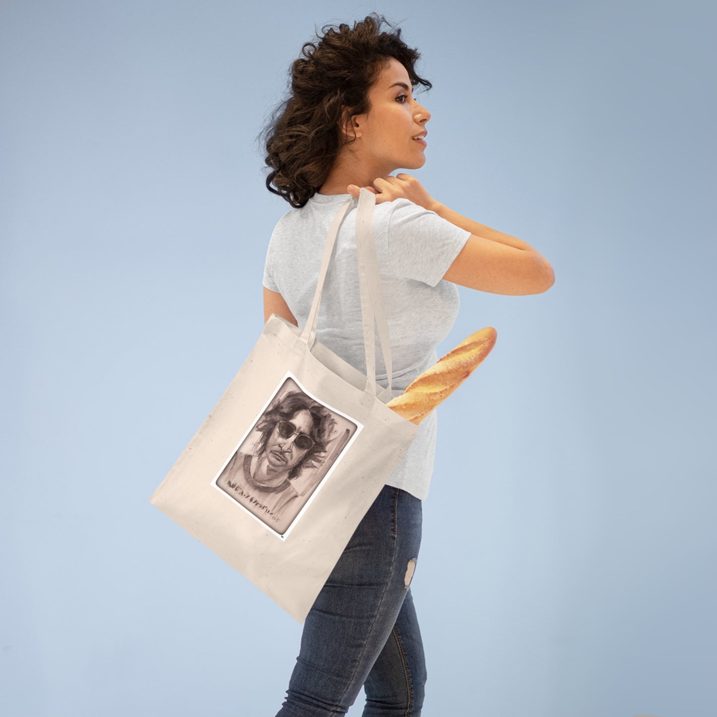 John Lennon Tote Bag featuring original Charcoal Art portrait