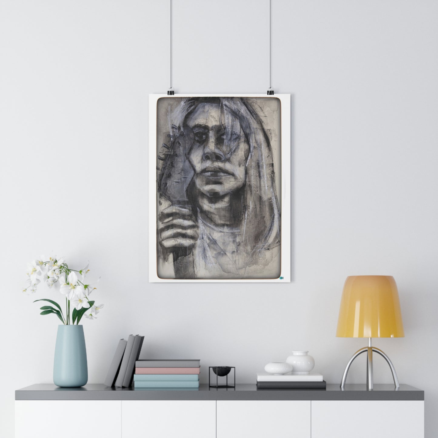 Original Charcoal Design Giclee Print of Sonic Youths Kim Gordon