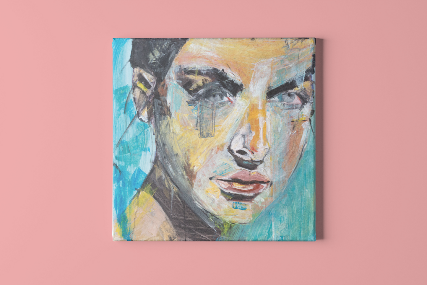 Silk Posters of Print of original oil painting of Kelly in Blue, a female portrait