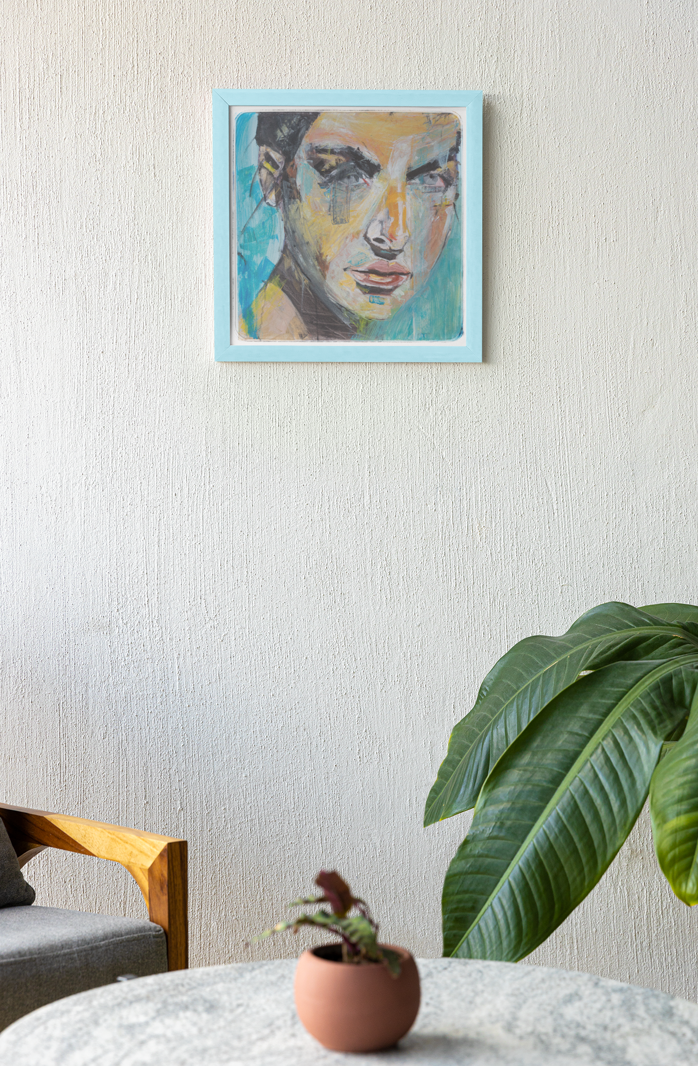 Silk Posters of Print of original oil painting of Kelly in Blue, a female portrait