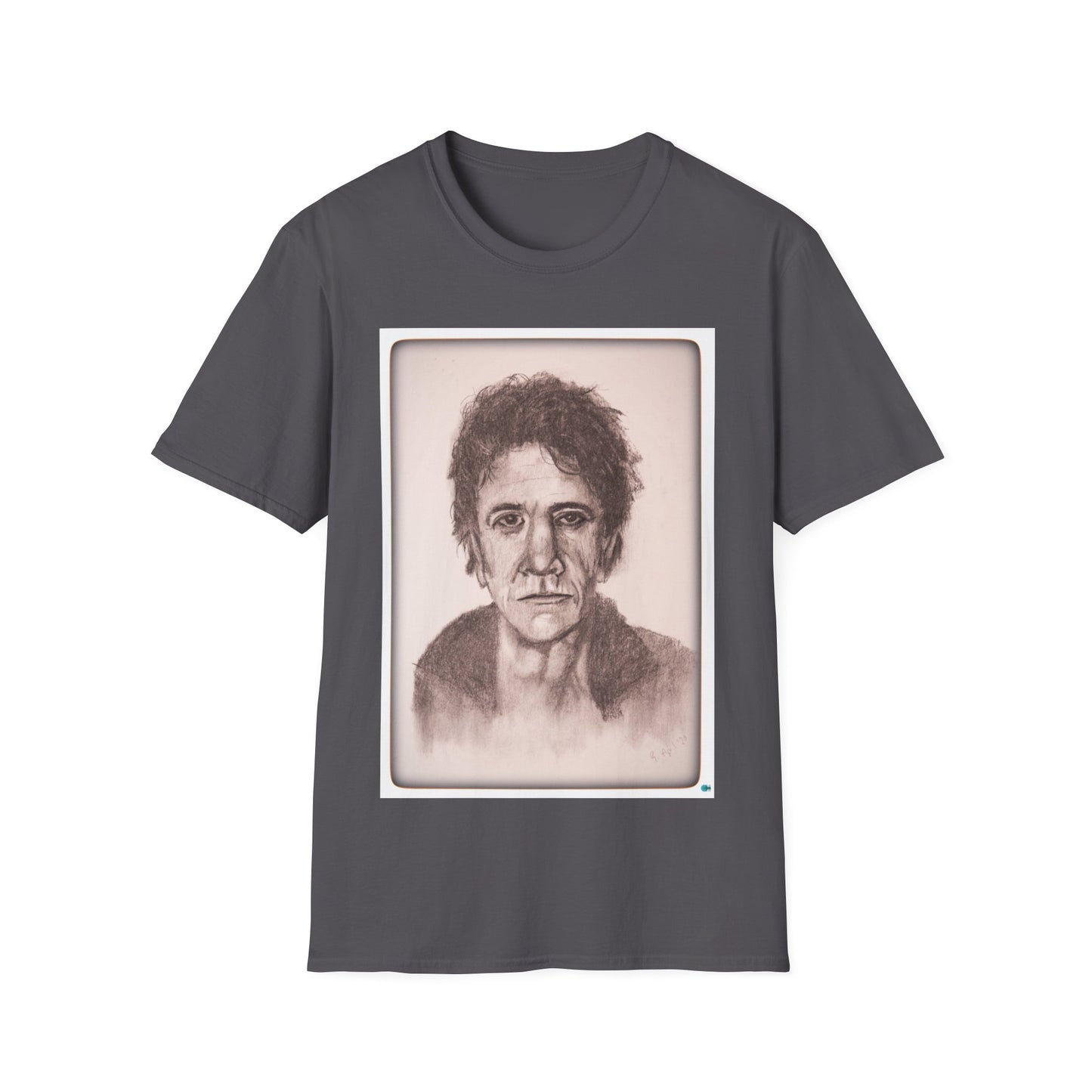 Original charcoal Art of Lou Reed, Unisex Softstyle T-Shirt