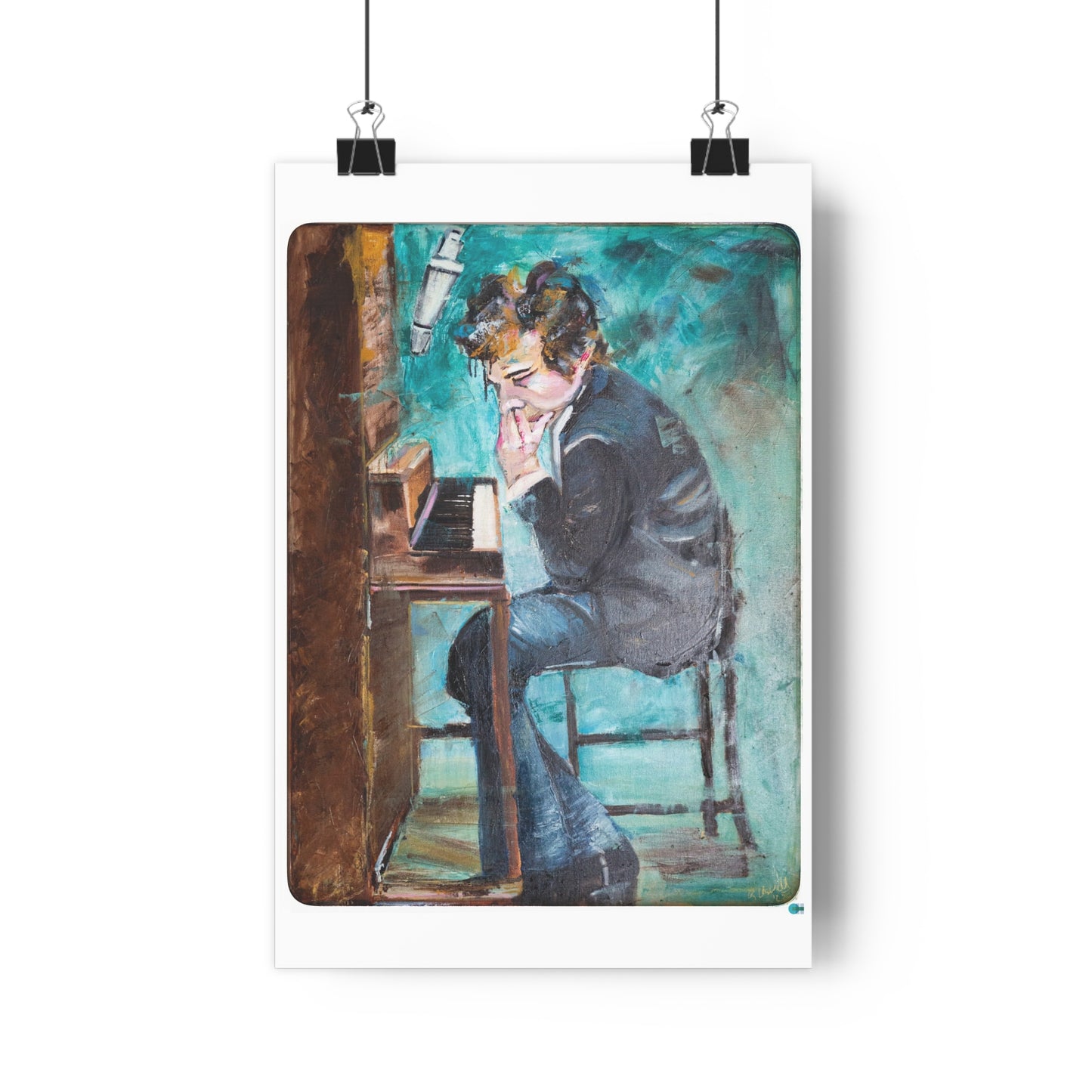 Art Print Bob Dylan Piano Studio Oil Painting