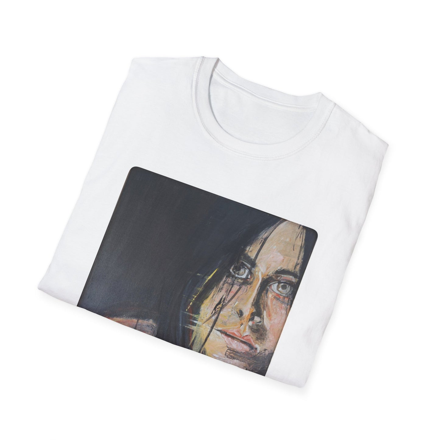 Unisex Softstyle T-Shirt with original art print of OIl painting of Sophia. Female Portrait