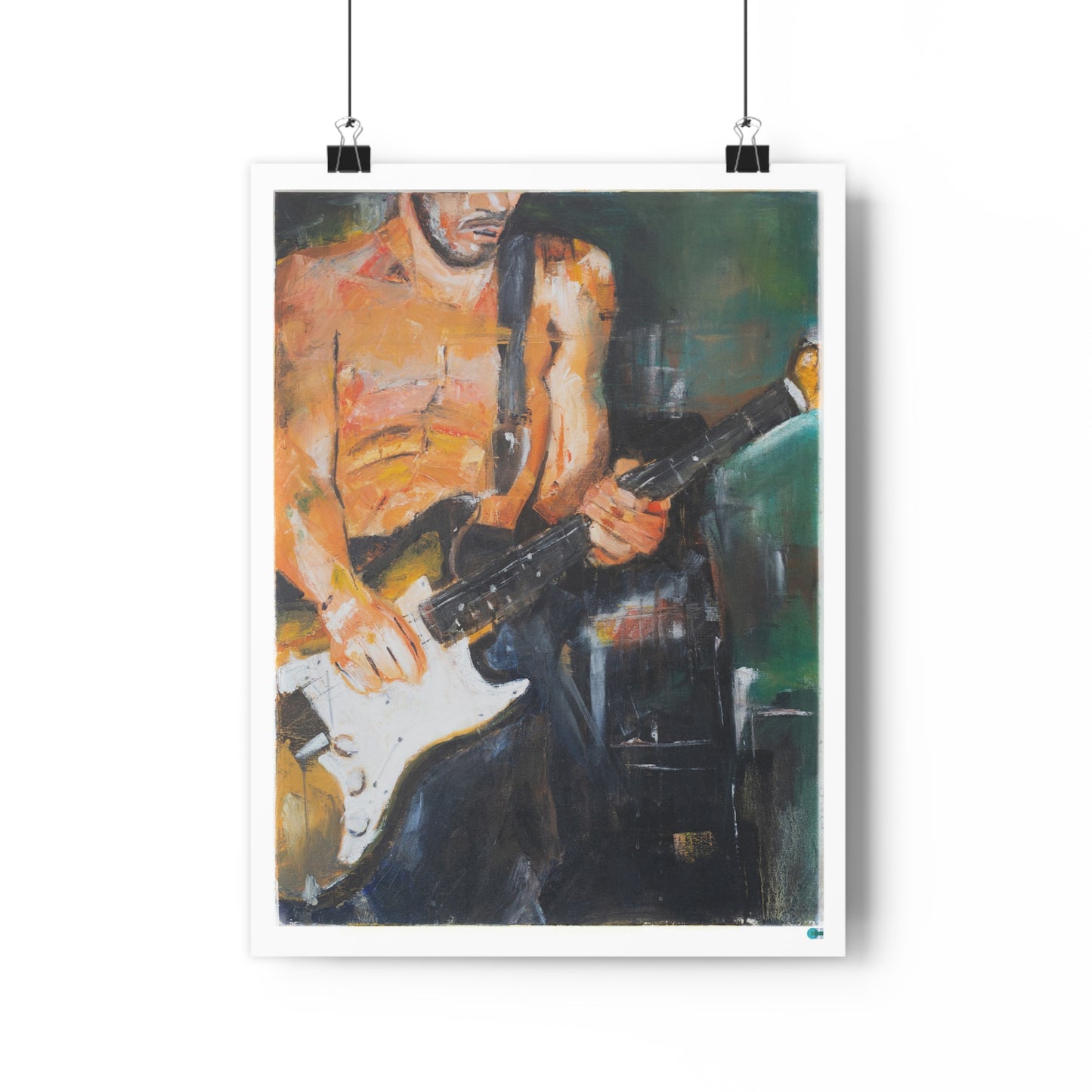 Giclee Wall Art Print - John Frusciante with Fender Stratocaster in oil on canvas