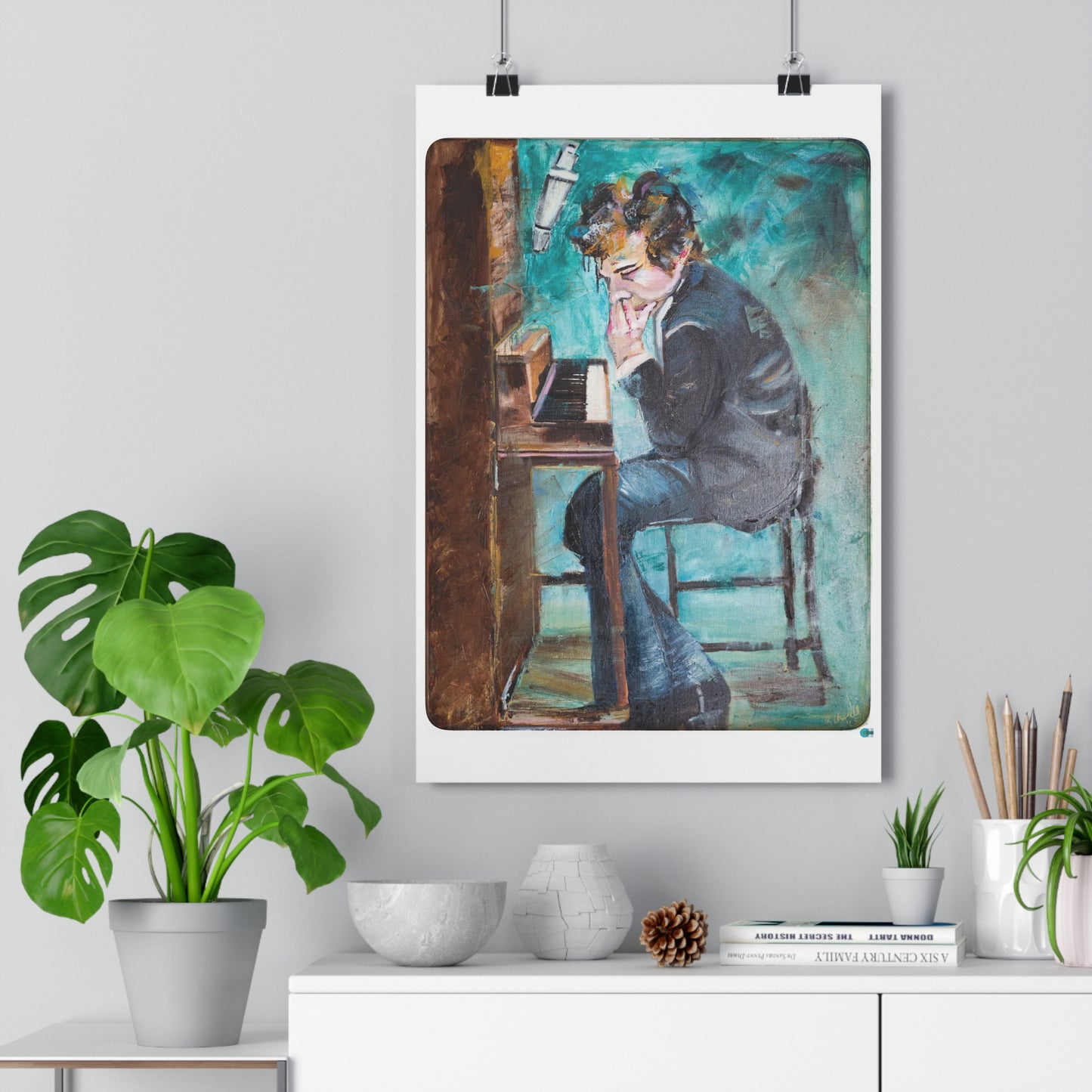Art Print Bob Dylan Piano Studio Oil Painting