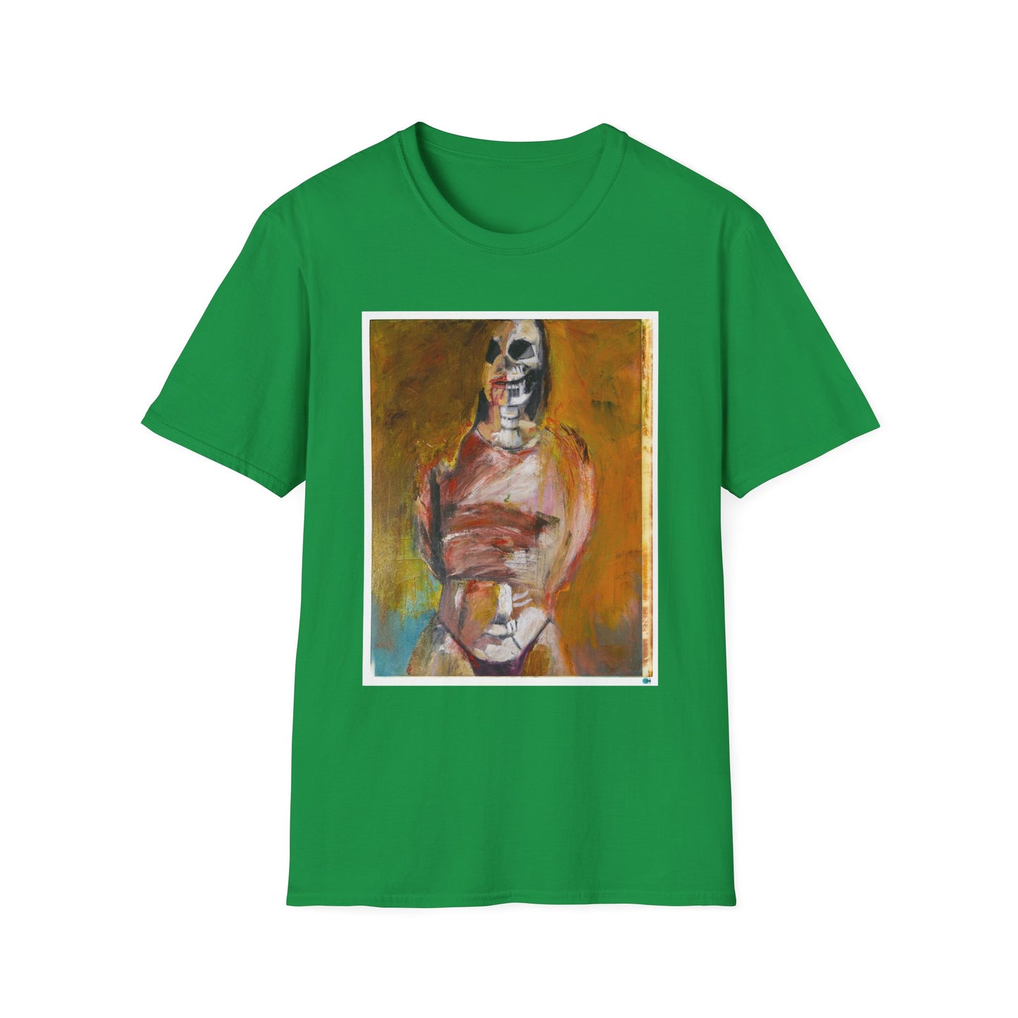 Miss Melina Skeleton Portrait Tee,  Original Oil Paint Design, Unisex Graphic Softstyle T-Shirt for Men and Women