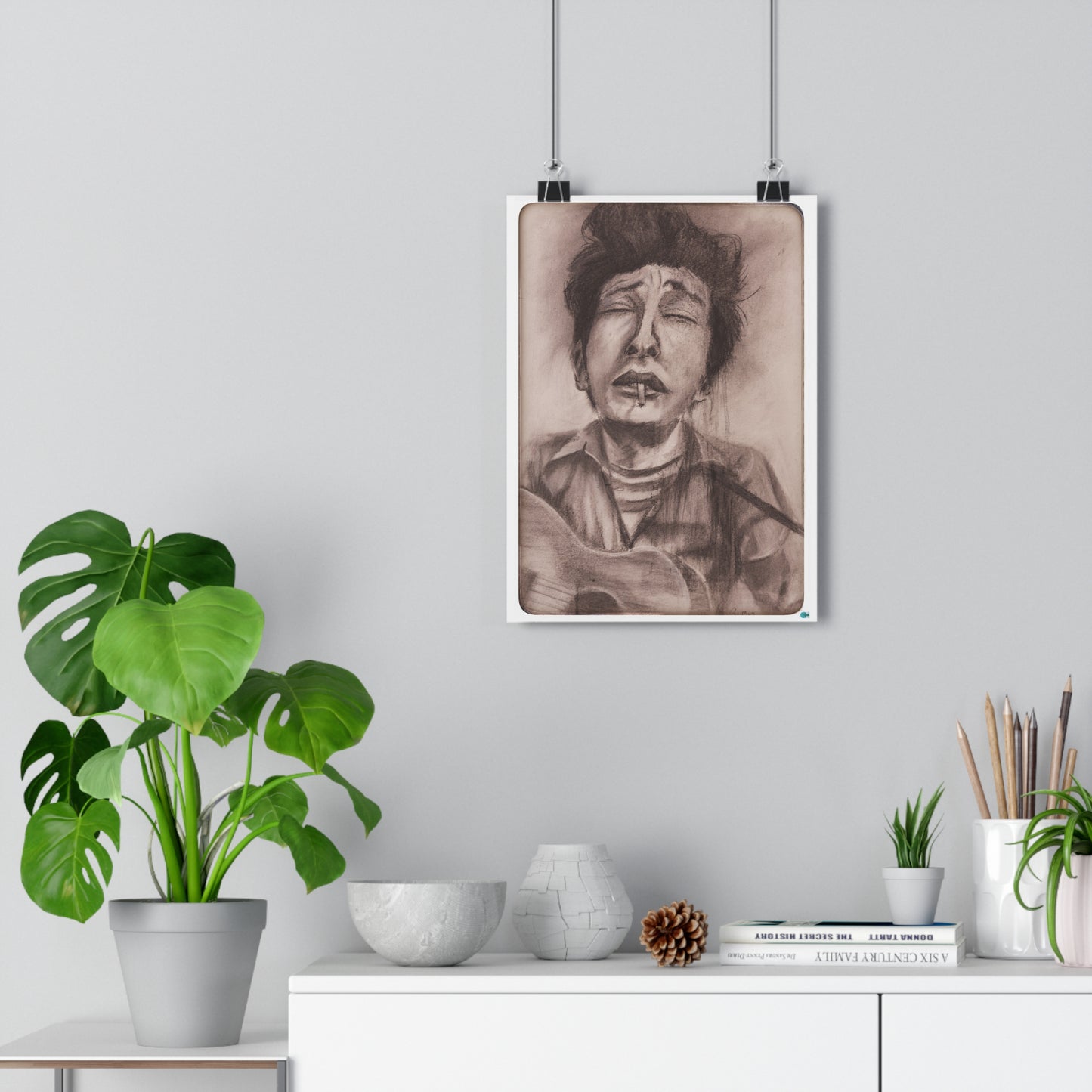 Art Print Bob Dylan Charcoal Portrait