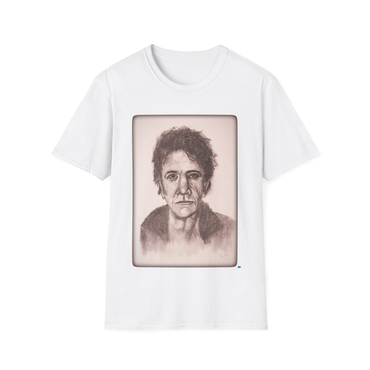 Original charcoal Art of Lou Reed, Unisex Softstyle T-Shirt