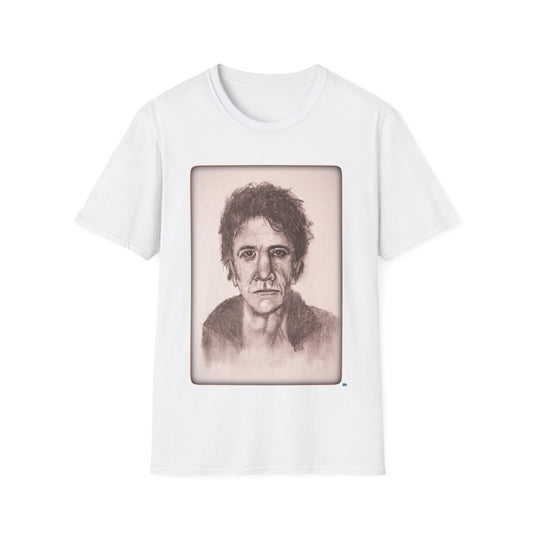 Original charcoal Art of Lou Reed, Unisex Softstyle T-Shirt