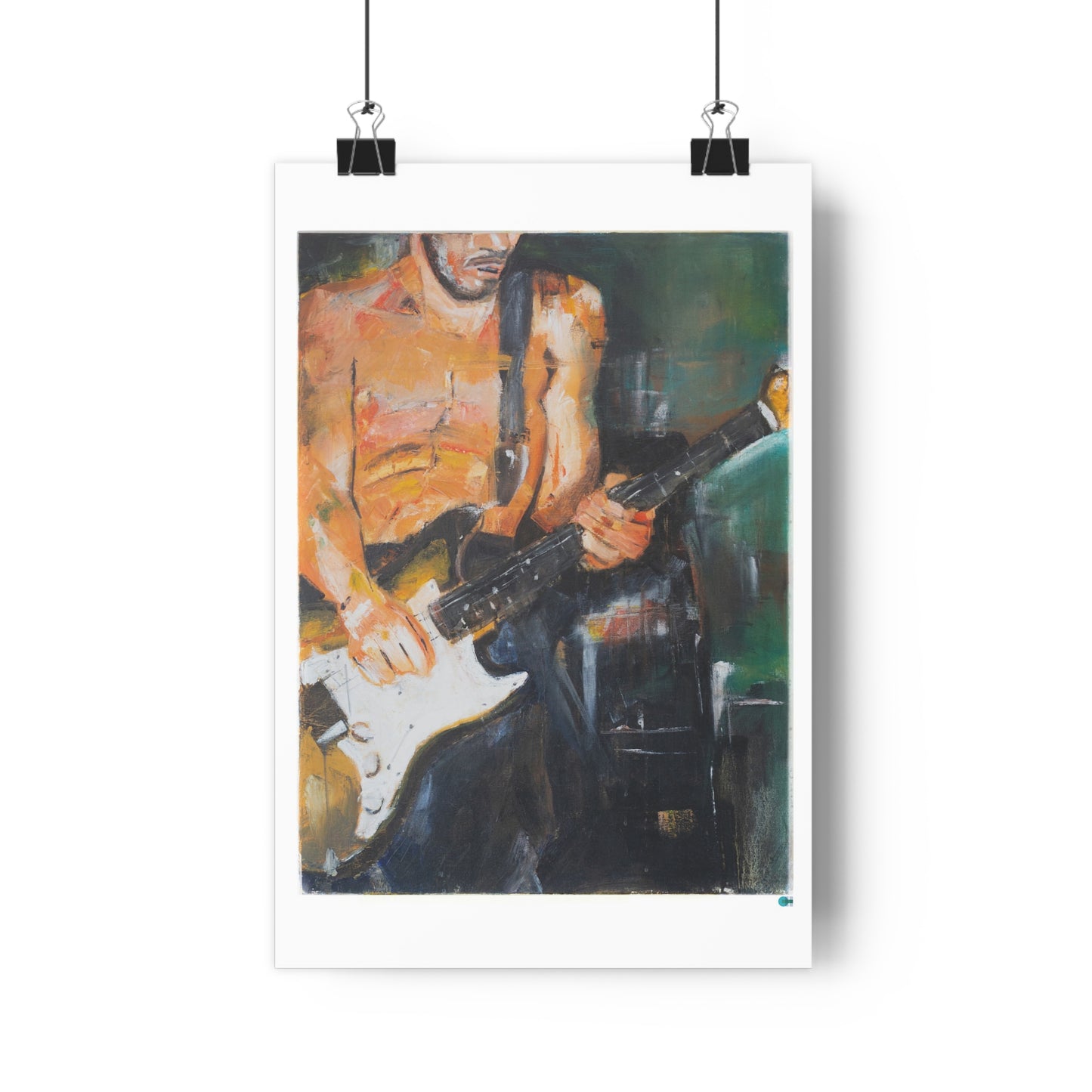 Giclee Wall Art Print - John Frusciante with Fender Stratocaster in oil on canvas