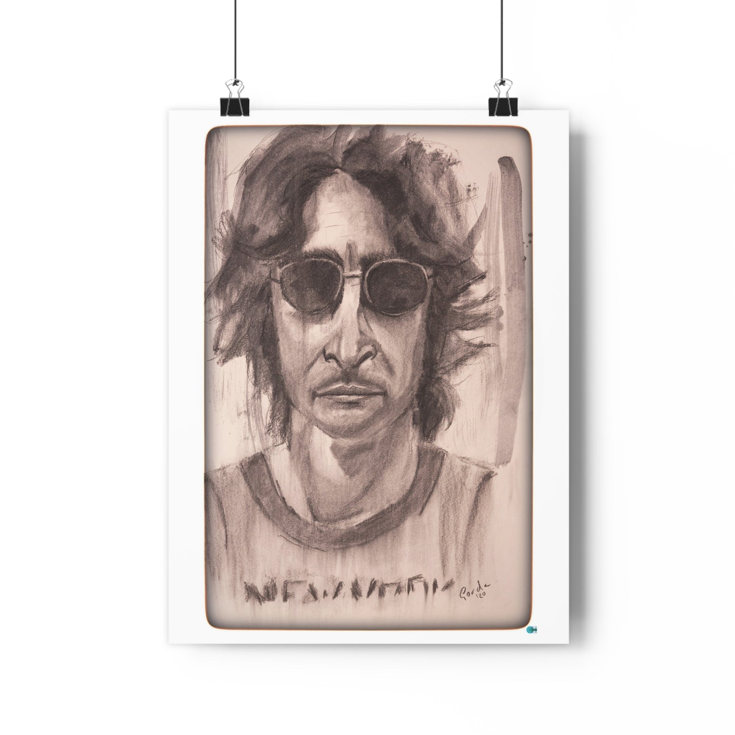 John Lennon Charcoal Art Giclee Print Poster, Wall Art Decor, Music Lover Gift, Beatles Fan Art, Home Office Decor