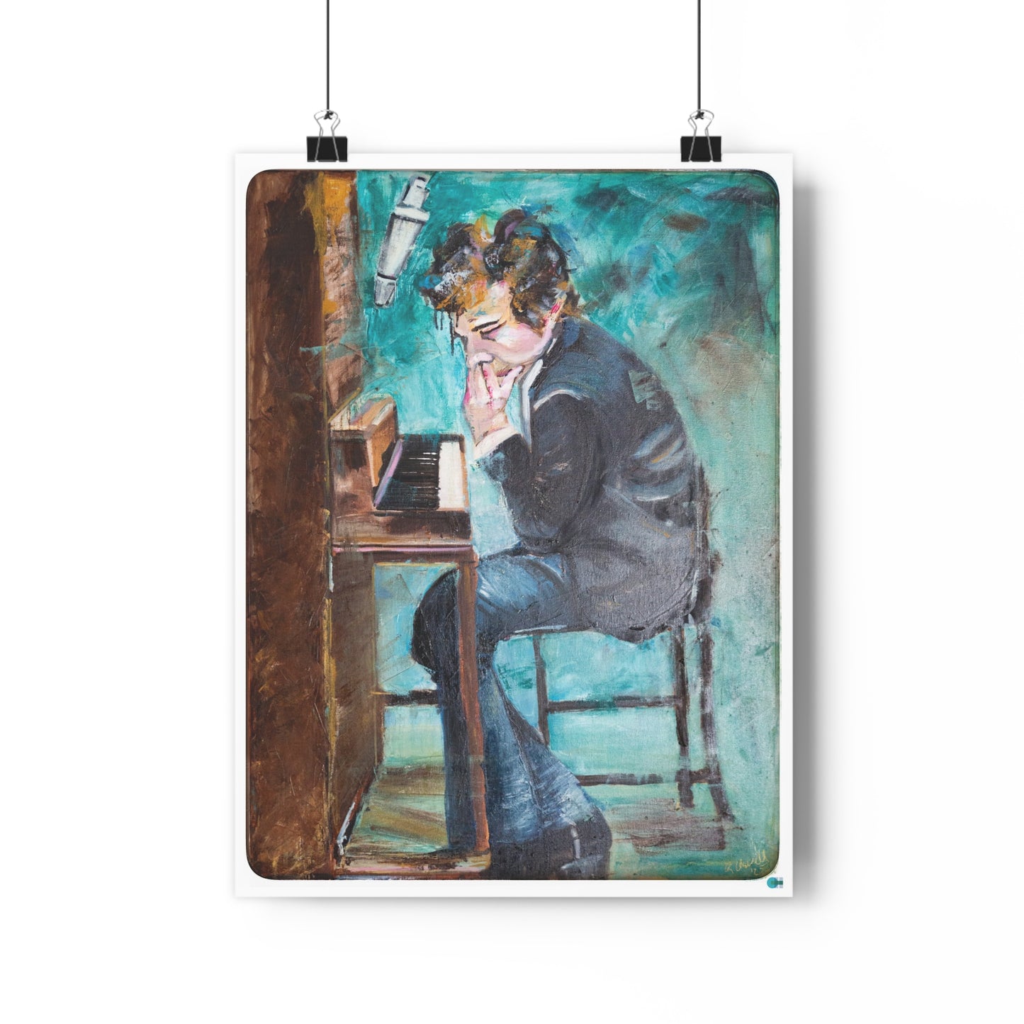 Art Print Bob Dylan Piano Studio Oil Painting
