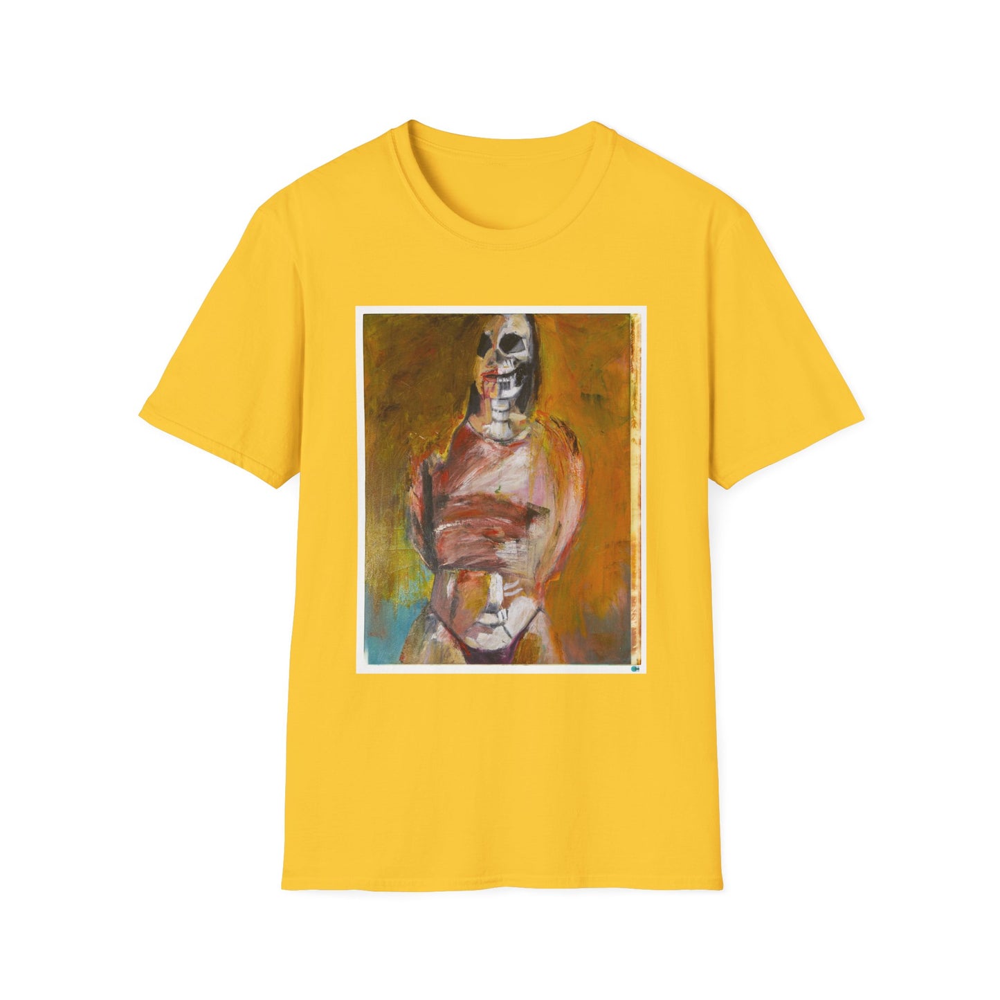 Miss Melina Skeleton Portrait Tee,  Original Oil Paint Design, Unisex Graphic Softstyle T-Shirt for Men and Women