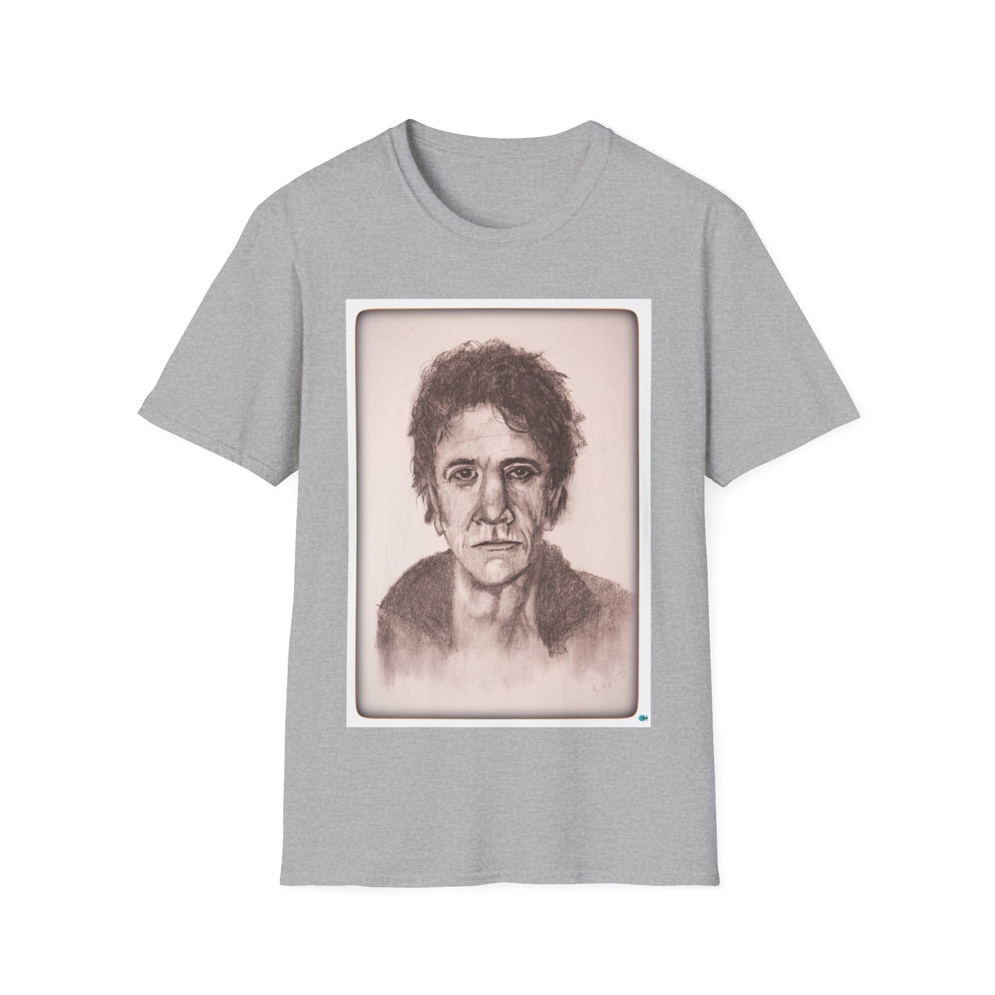 Original charcoal Art of Lou Reed, Unisex Softstyle T-Shirt