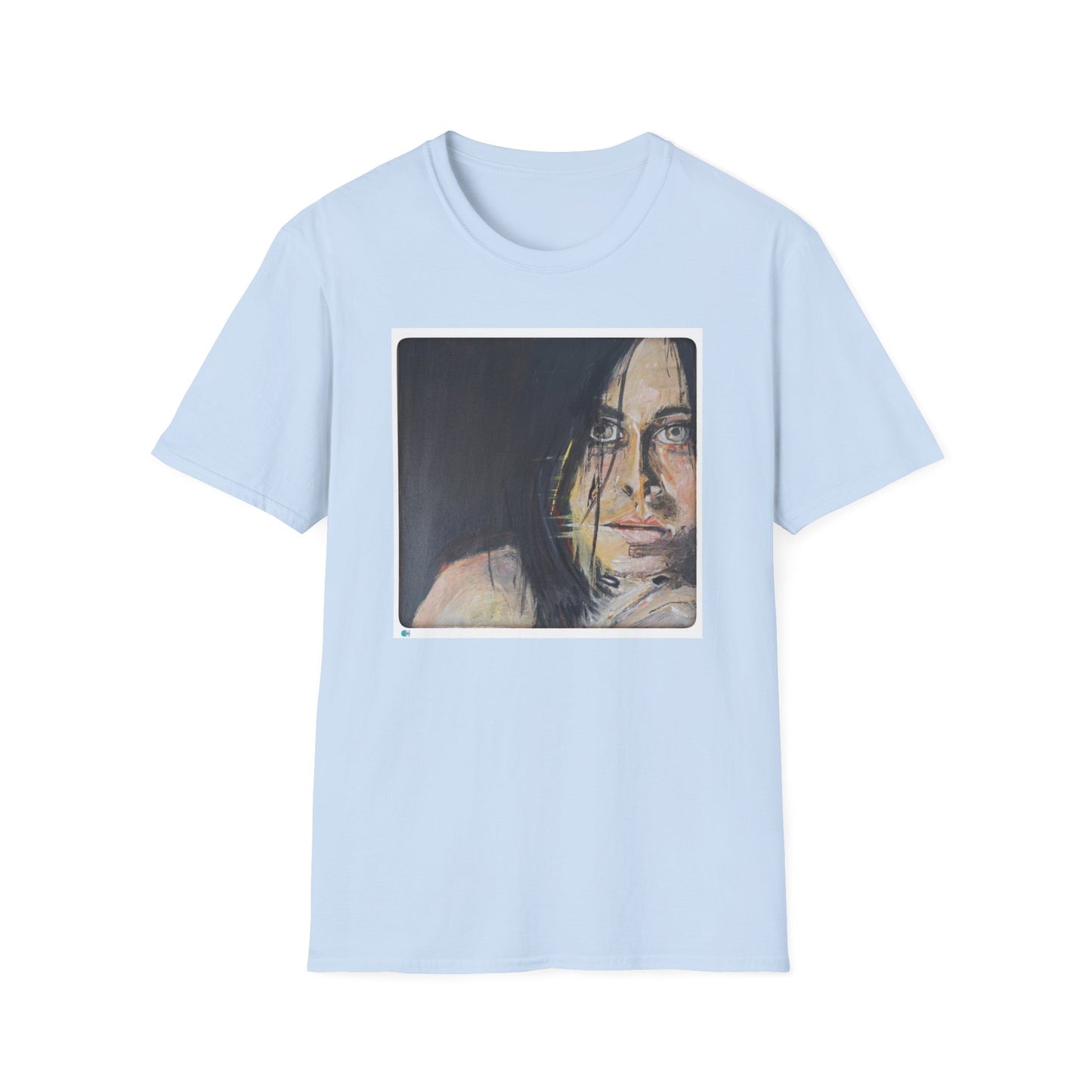 Unisex Softstyle T-Shirt with original art print of OIl painting of Sophia. Female Portrait