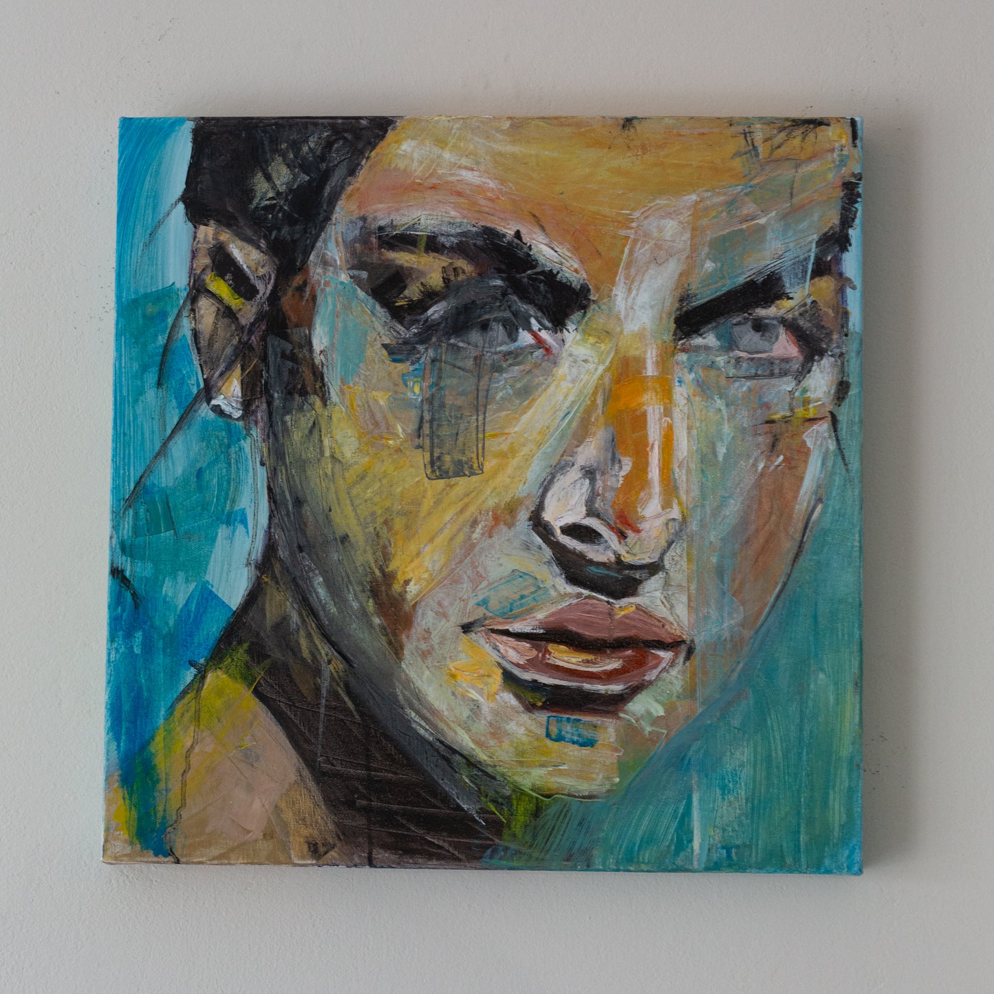 Kelly in Blue Portrait Oil Painting on canvas 50x50cm