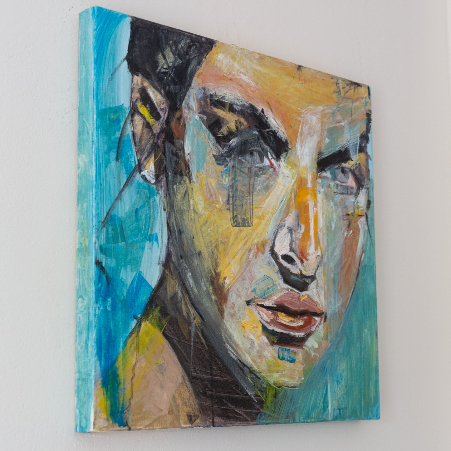 Kelly in Blue Portrait Oil Painting on canvas 50x50cm