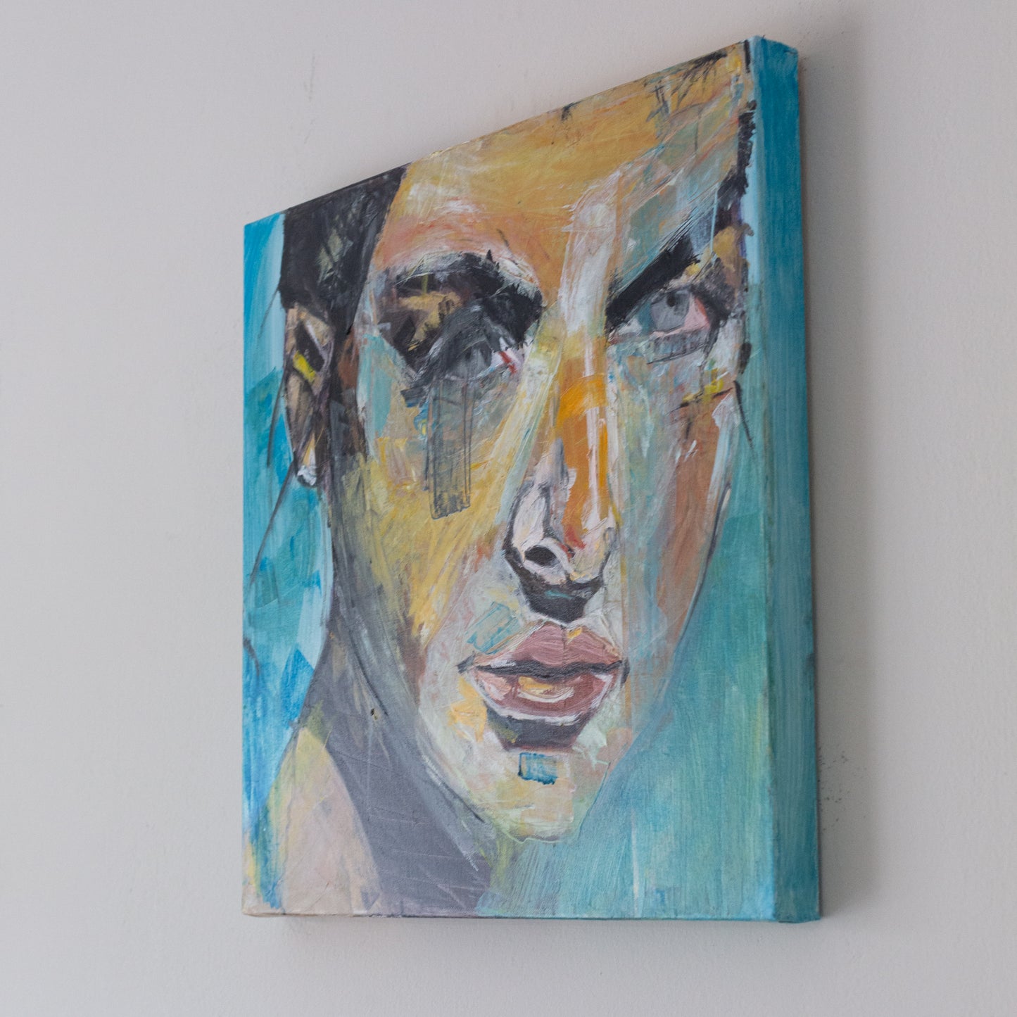 Kelly in Blue Portrait Oil Painting on canvas 50x50cm