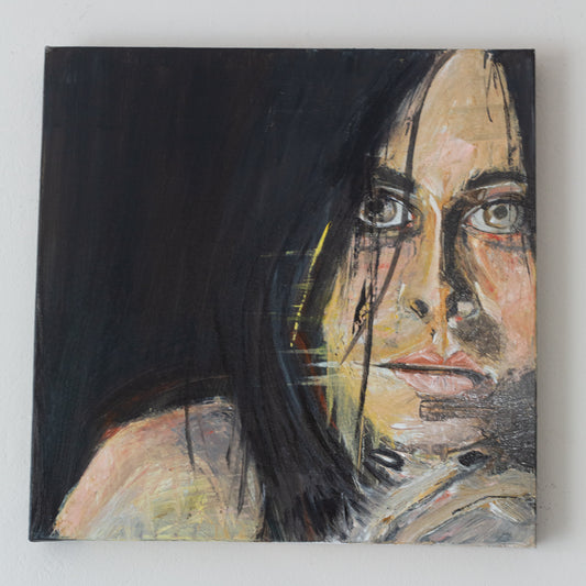 Sophia in black. OIl on Canvas 50x50cm