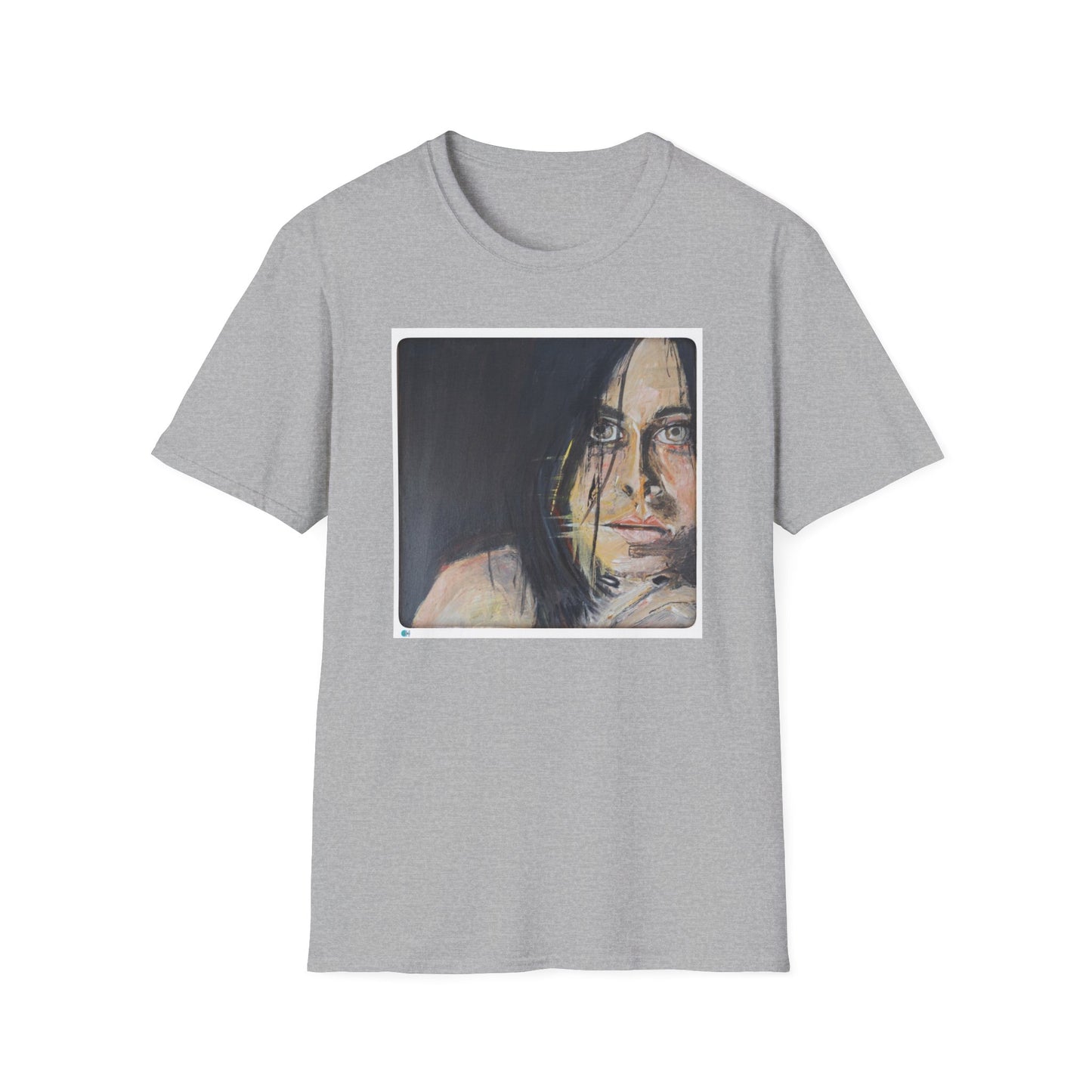 Unisex Softstyle T-Shirt with original art print of OIl painting of Sophia. Female Portrait