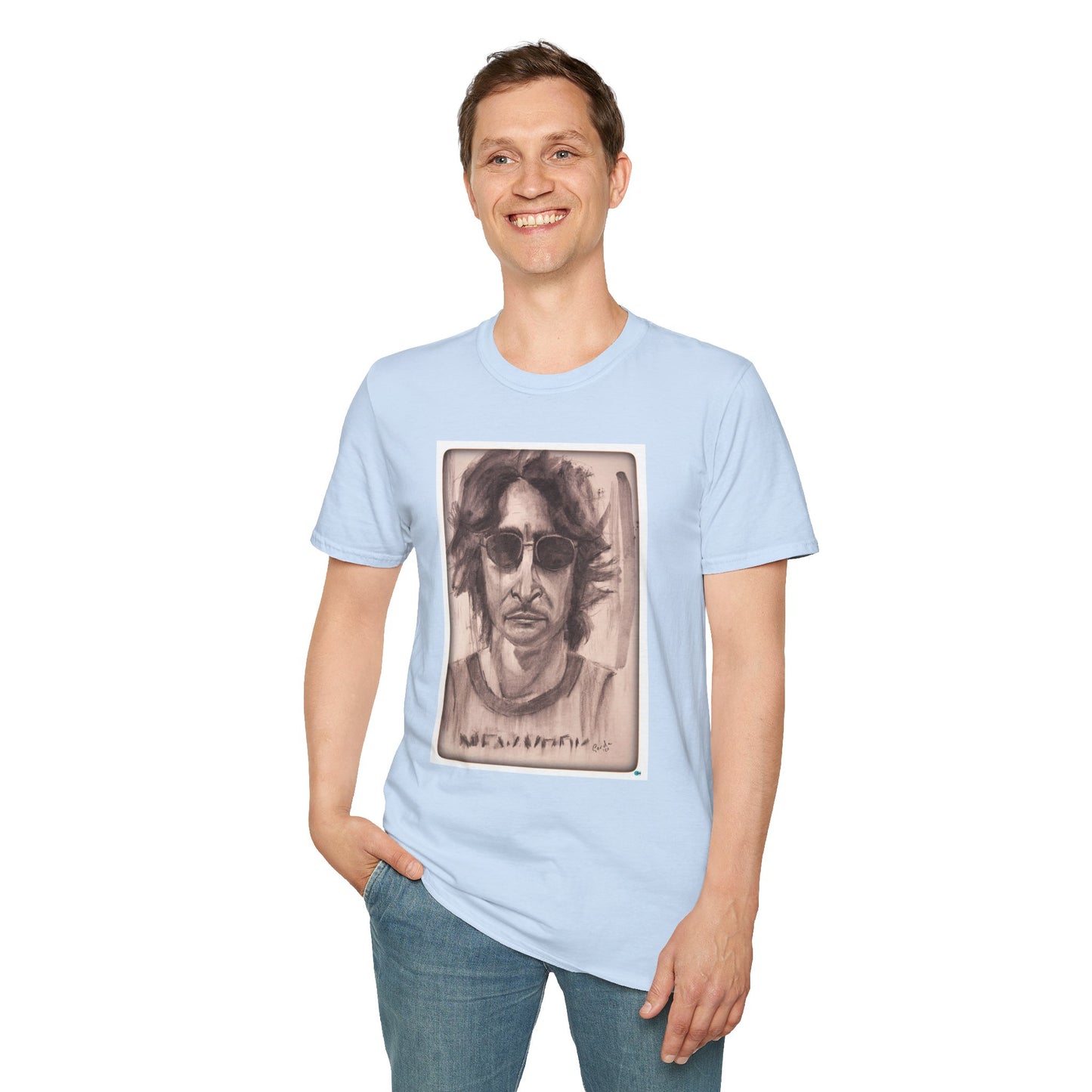 John Lennon Charcoal Drawing Unisex T-Shirt, Urban Graphic Tee, Music Lover Gift, Vintage Band Shirt, Stylish Men's Top