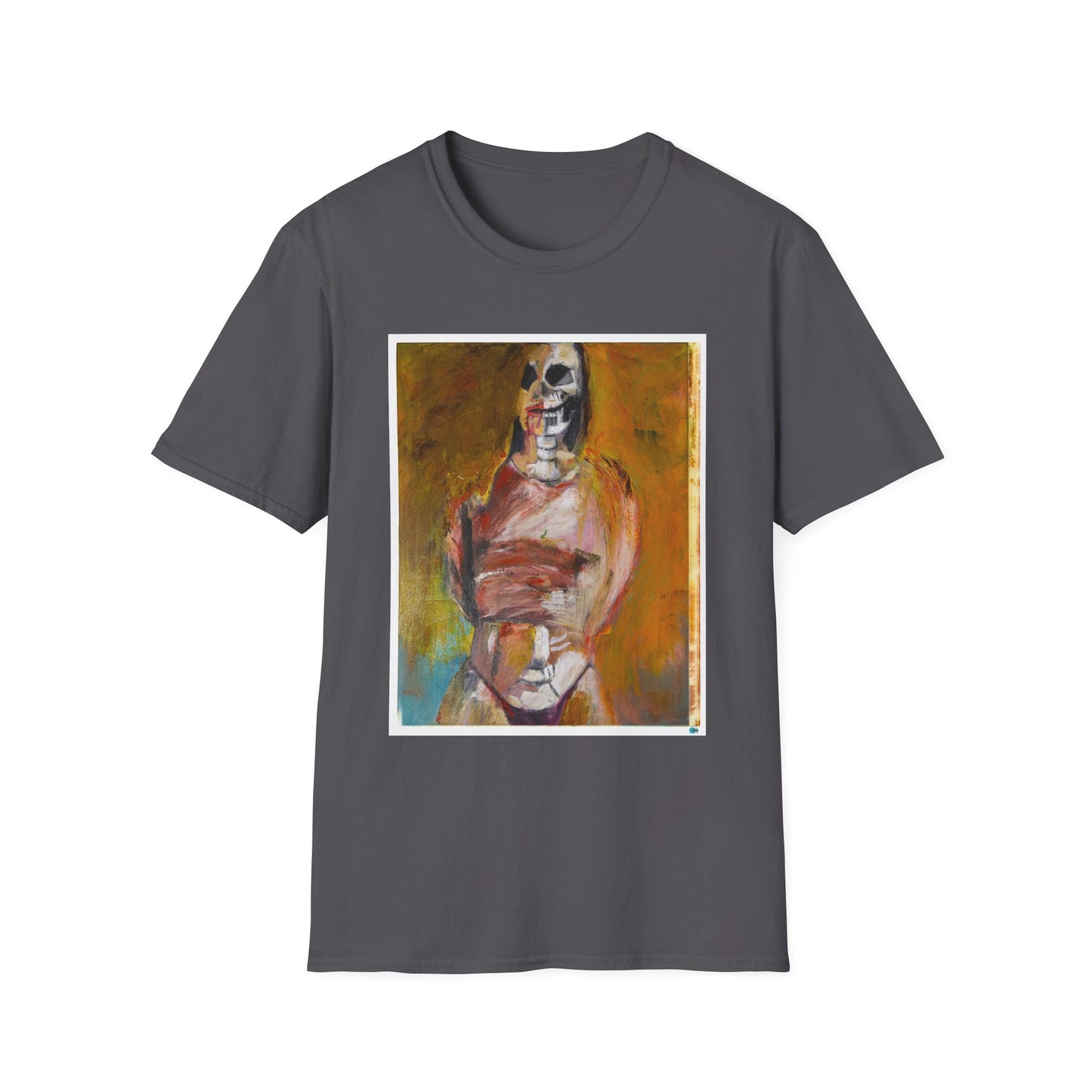 Miss Melina Skeleton Portrait Tee,  Original Oil Paint Design, Unisex Graphic Softstyle T-Shirt for Men and Women