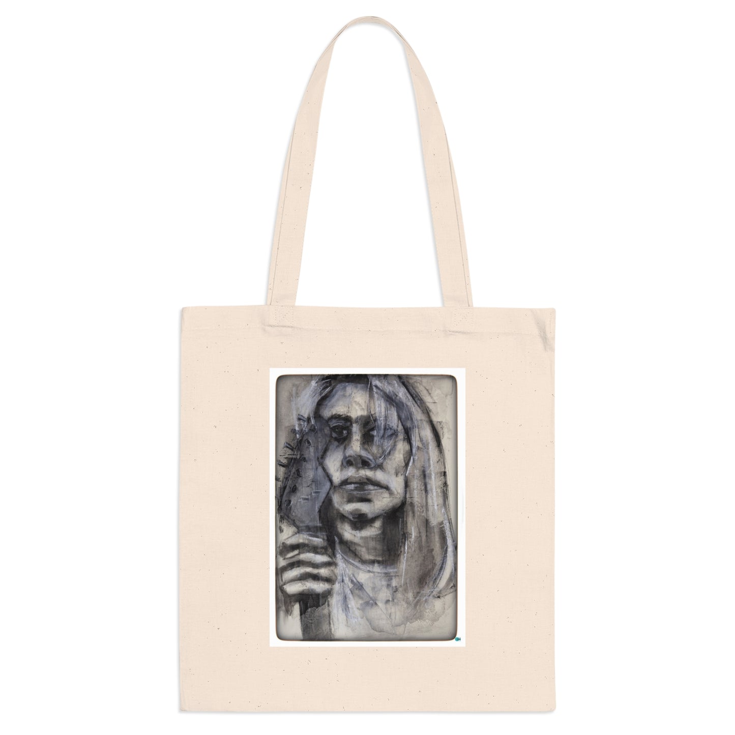 Modern day, cool Tote Bag with Charcoal Print of Sonic Youth's Kim Gordon