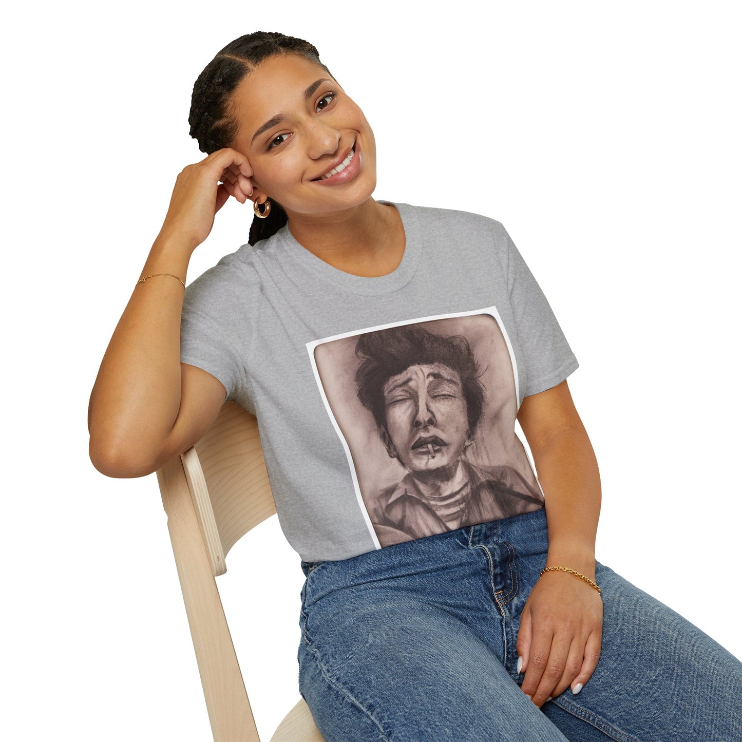 Bob Dylan Original Charcoal Print Unisex Soft Vintage Style T-Shirt, Music Lover Gift,