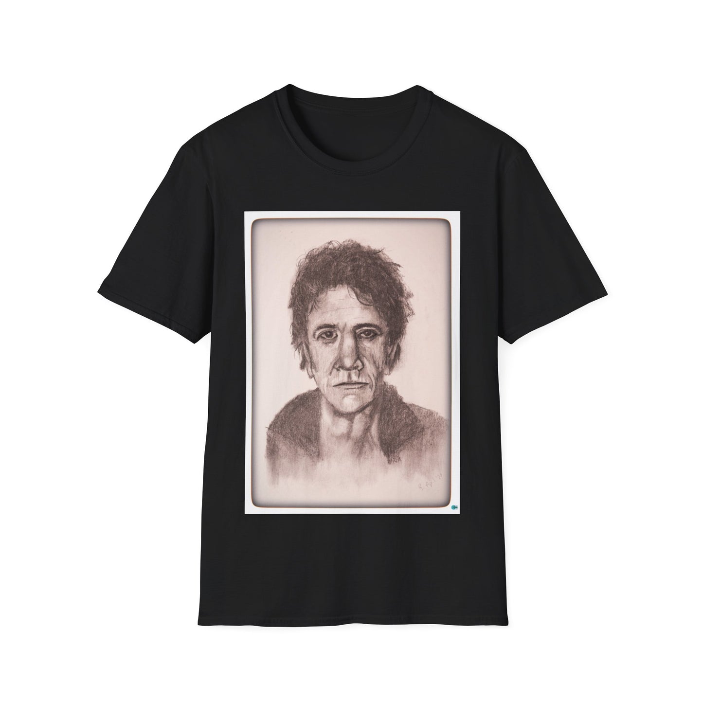 Original charcoal Art of Lou Reed, Unisex Softstyle T-Shirt