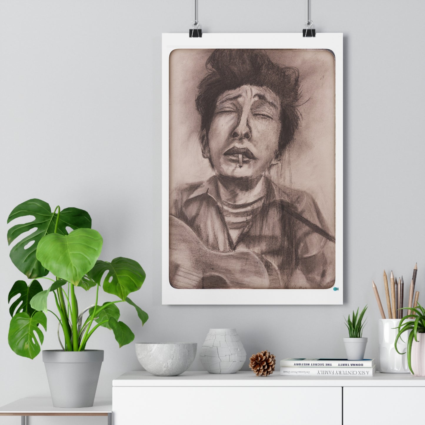 Art Print Bob Dylan Charcoal Portrait