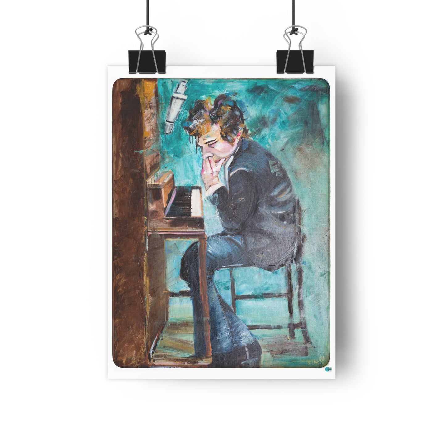 Art Print Bob Dylan Piano Studio Oil Painting