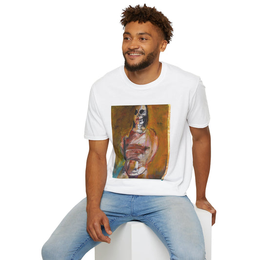 Miss Melina Skeleton Portrait Tee,  Original Oil Paint Design, Unisex Graphic Softstyle T-Shirt for Men and Women