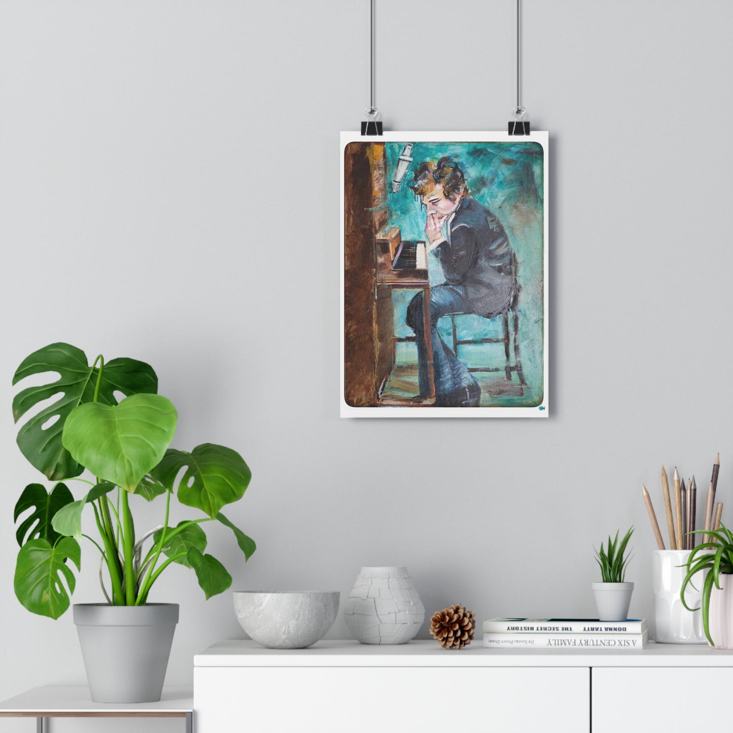 Art Print Bob Dylan Piano Studio Oil Painting