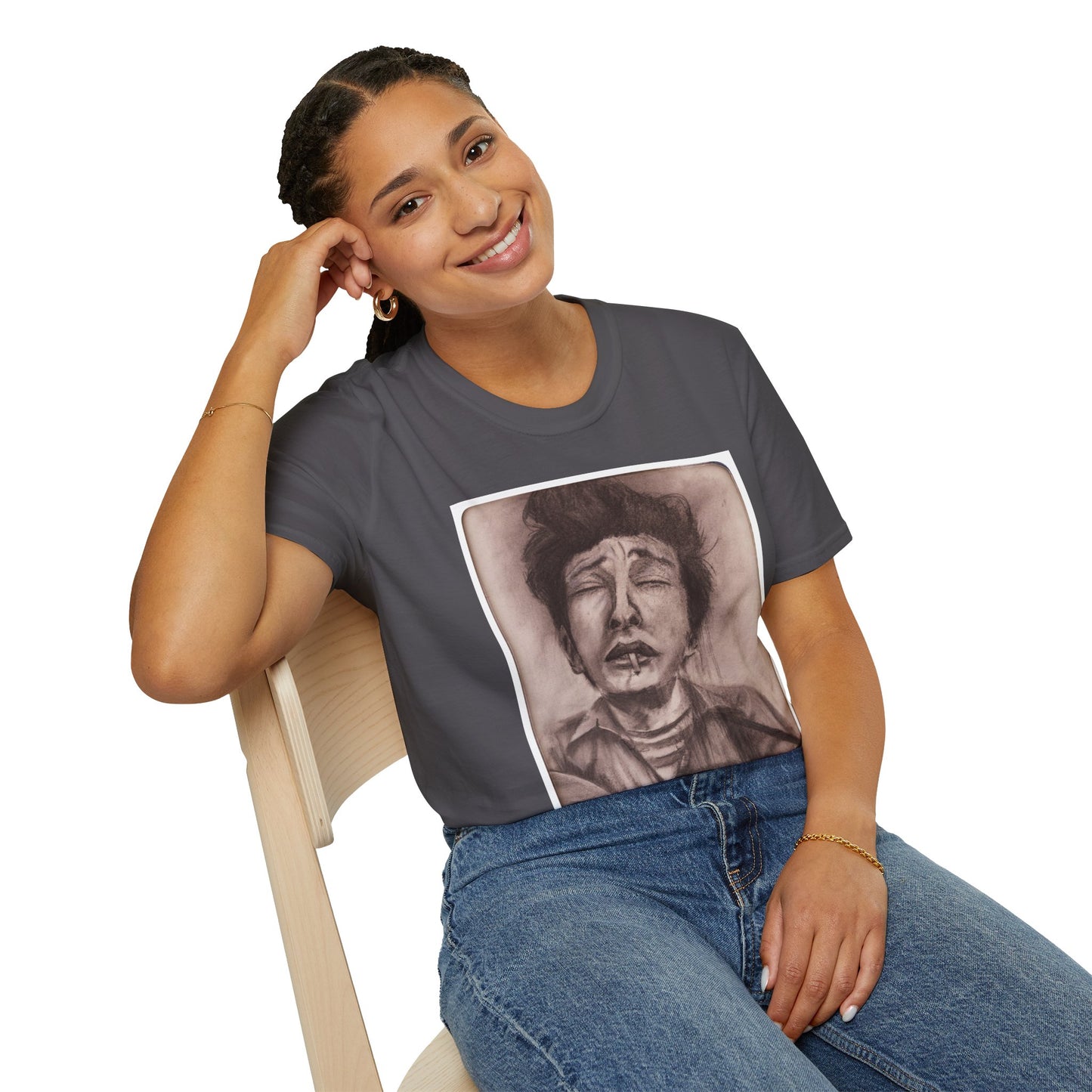 Bob Dylan Original Charcoal Print Unisex Soft Vintage Style T-Shirt, Music Lover Gift,