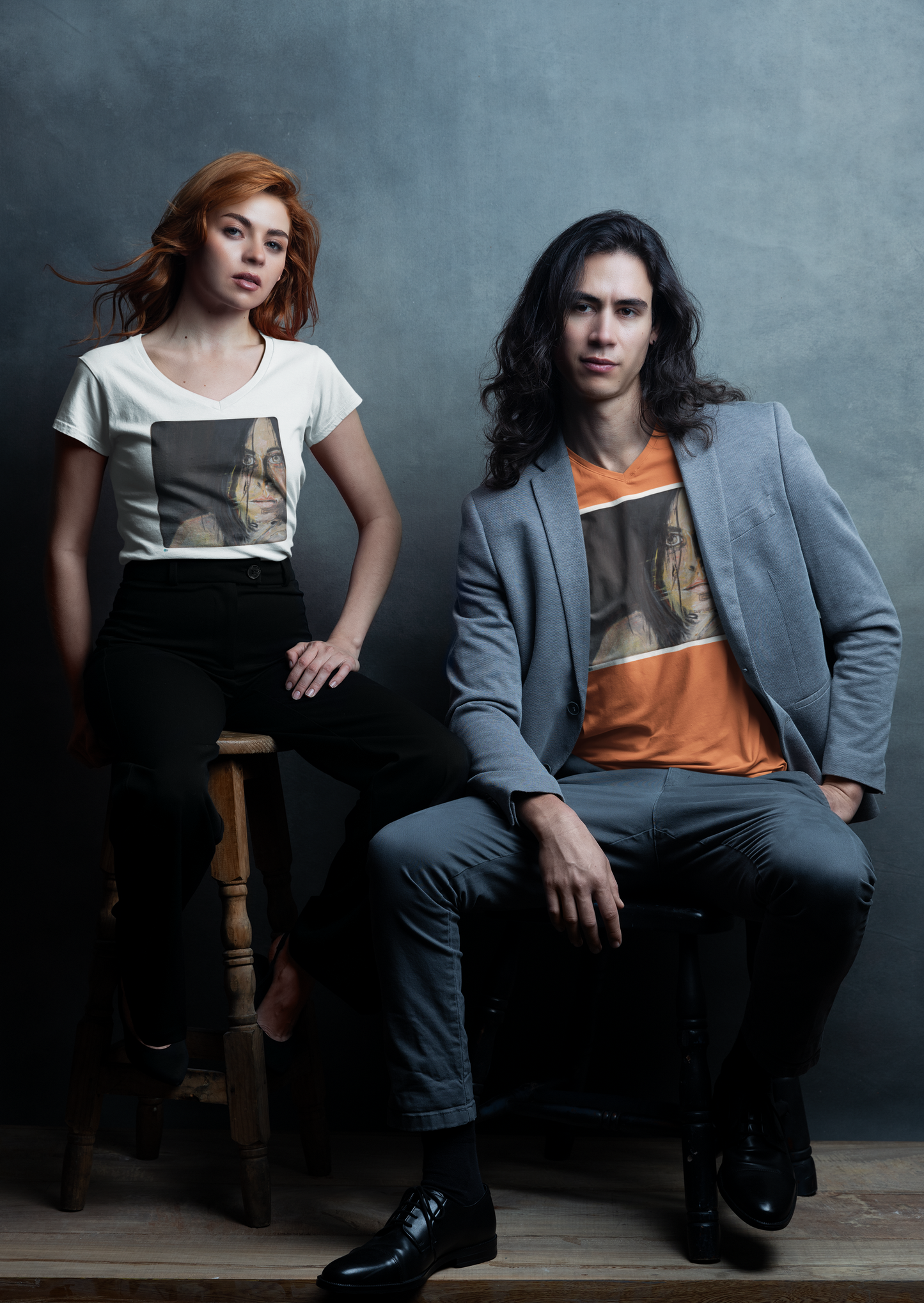 Unisex Softstyle T-Shirt with original art print of OIl painting of Sophia. Female Portrait